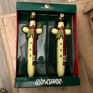 Kurt Adler Christmas Snowman Taper Candles Snowtown 10” NWT